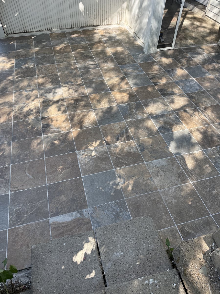 Backyard Tile Patio Before